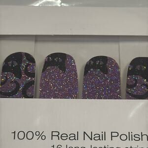 NWT Color Street "Cat’s All Folks" Purple Black Glitter Nail Strips